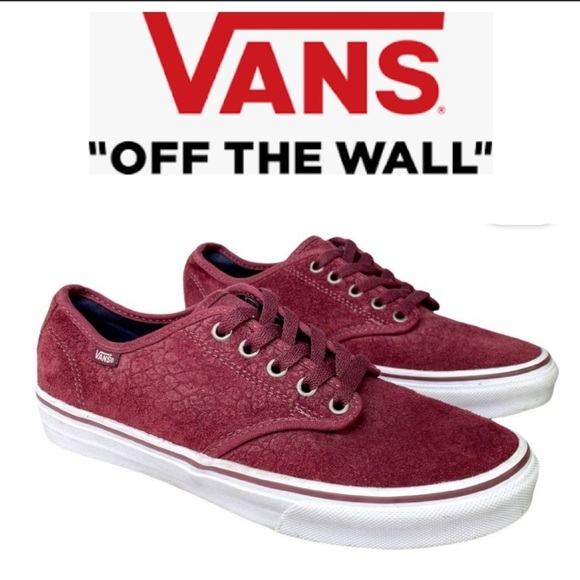 Maroon suede snake skin embossed sneakers - Picture 10 of 10